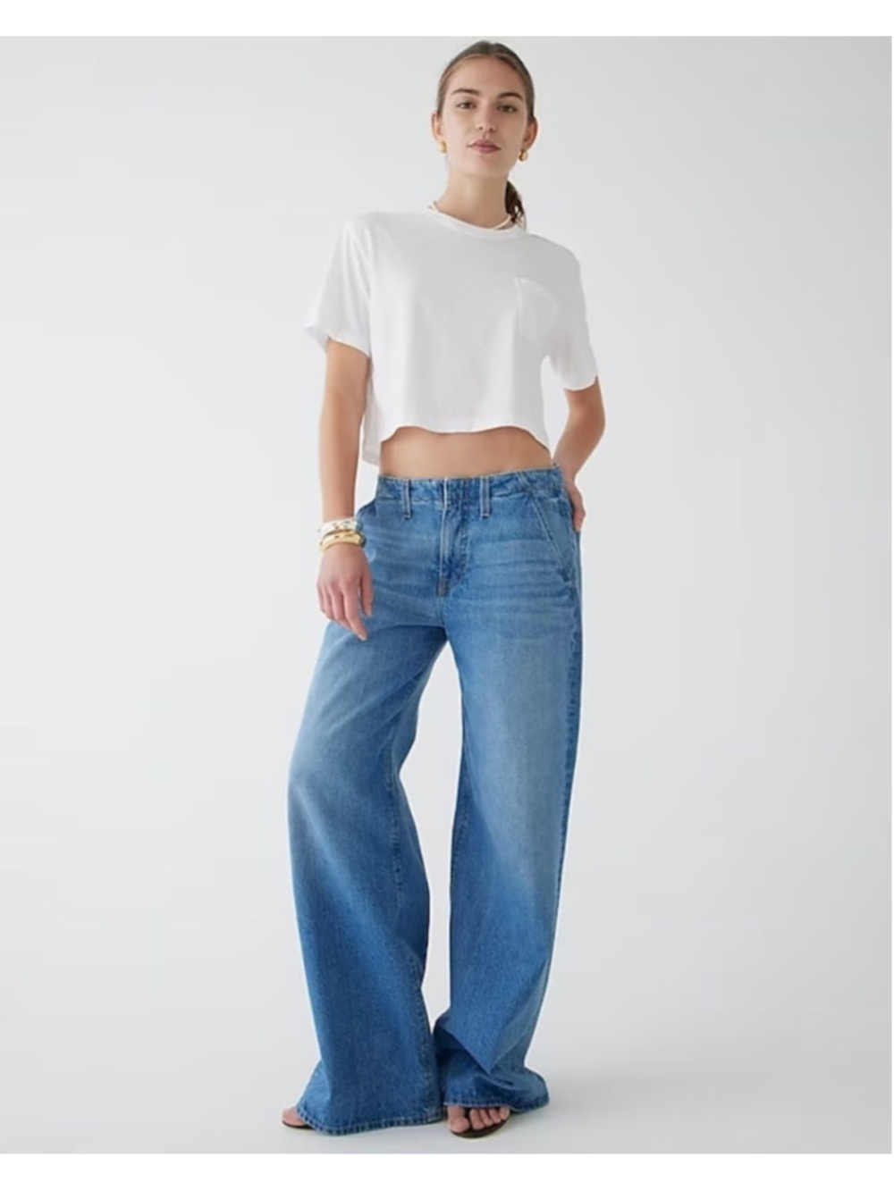 J. Crew Point Sur Puddle Jean Wide Leg medium Wash 28